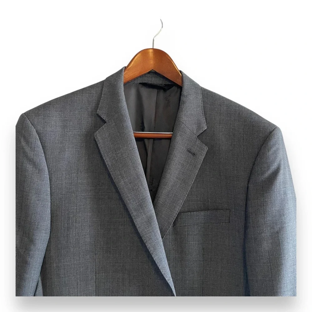 Jos A Bank Signature Gold Blazer Men's 42R Gray Glen Check 100% Wool Sport Coat‎